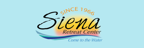 blue banner with Siena Retreat Center logo